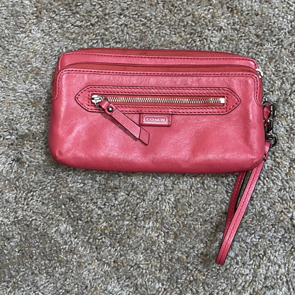 Authentic, vintage, Beautiful Coral Pink Coach Wristlet